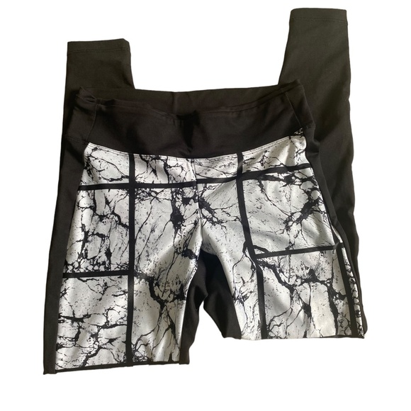 Koral Emulate Performance Leggings black white mid rise L Large abstract print - Picture 5 of 9